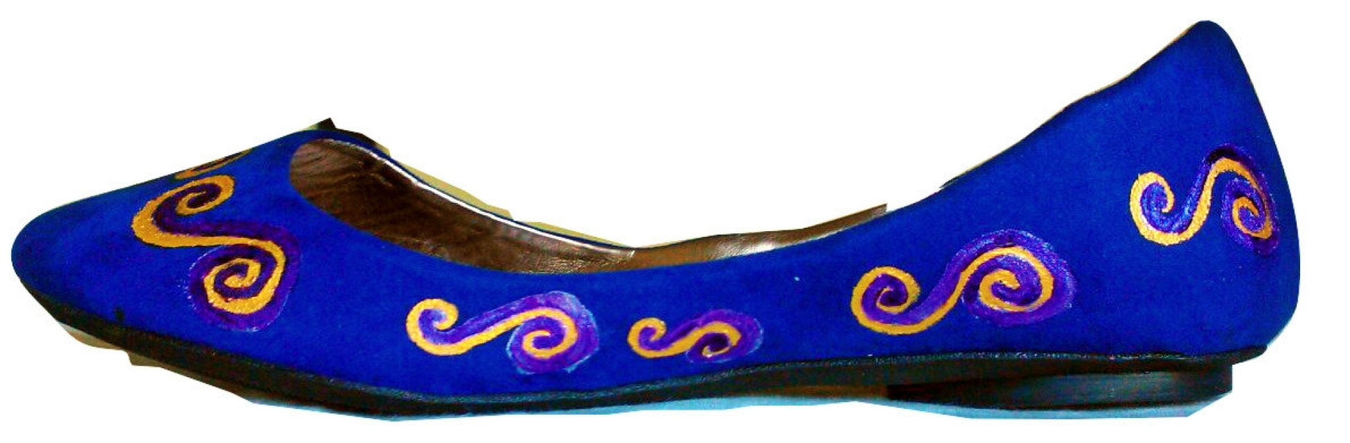 Upcycled Hand Painted Shoes Womans flats celtic swirls purple Gold blue ...